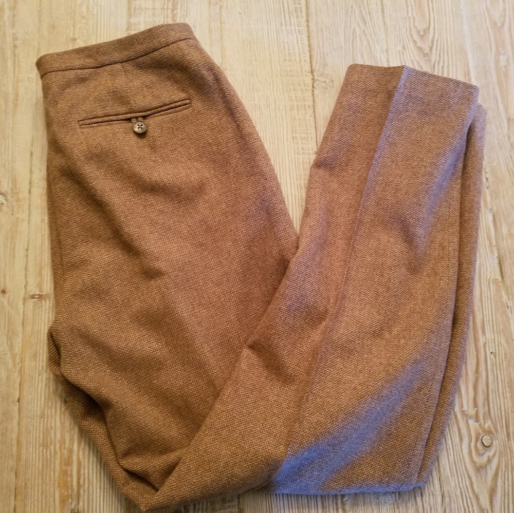 LAUREN RALPH LAUREN Vintage Lambswool Tweed Pants Flat Front Lined Brown Sz 6